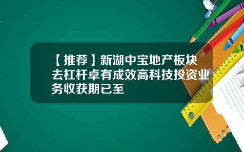 【推荐】新湖中宝地产板块去杠杆卓有成效高科技投资业务收获期已至