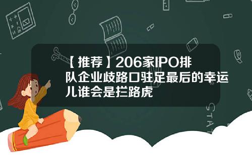 【推荐】206家IPO排队企业歧路口驻足最后的幸运儿谁会是拦路虎