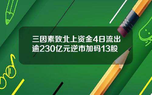 三因素致北上资金4日流出逾230亿元逆市加码13股