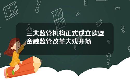 三大监管机构正式成立欧盟金融监管改革大戏开场