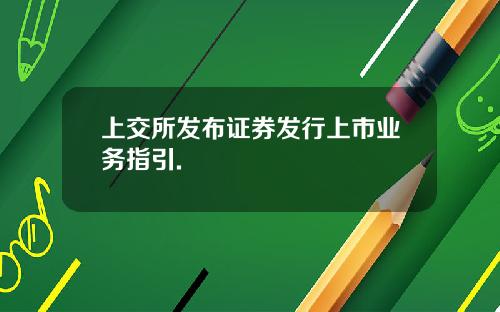 上交所发布证券发行上市业务指引.