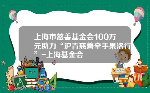 上海市慈善基金会100万元助力“沪青慈善牵手果洛行”-上海基金会