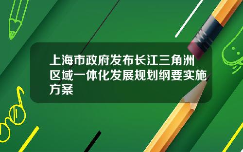 上海市政府发布长江三角洲区域一体化发展规划纲要实施方案