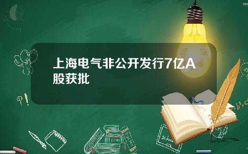 上海电气非公开发行7亿A股获批