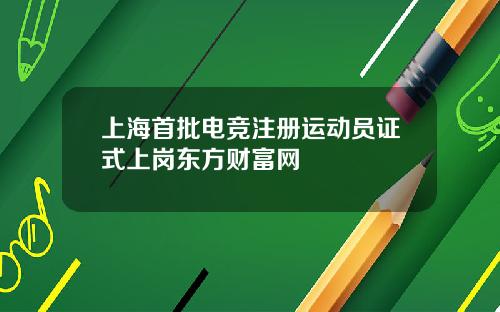 上海首批电竞注册运动员证式上岗东方财富网