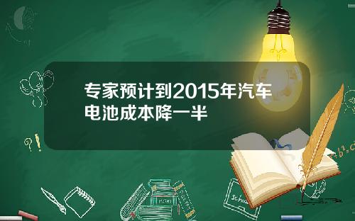 专家预计到2015年汽车电池成本降一半