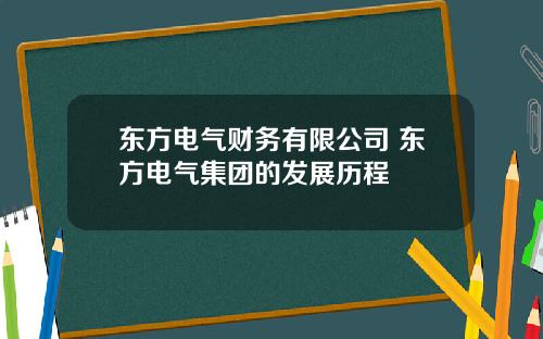 东方电气财务有限公司 东方电气集团的发展历程