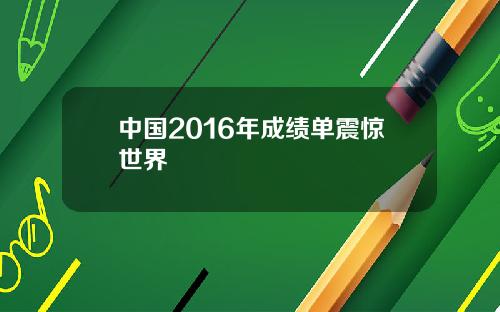 中国2016年成绩单震惊世界