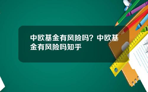 中欧基金有风险吗？中欧基金有风险吗知乎