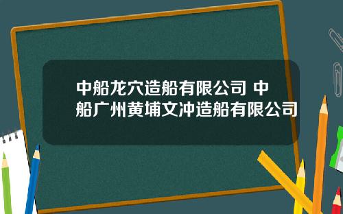 中船龙穴造船有限公司 中船广州黄埔文冲造船有限公司