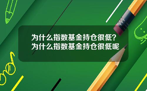 为什么指数基金持仓很低？为什么指数基金持仓很低呢