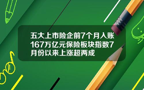 五大上市险企前7个月入账167万亿元保险板块指数7月份以来上涨超两成