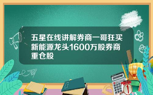 五星在线讲解券商一哥狂买新能源龙头1600万股券商重仓股