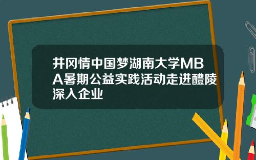 井冈情中国梦湖南大学MBA暑期公益实践活动走进醴陵深入企业