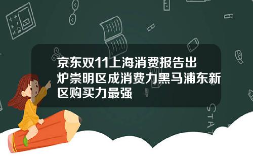 京东双11上海消费报告出炉崇明区成消费力黑马浦东新区购买力最强