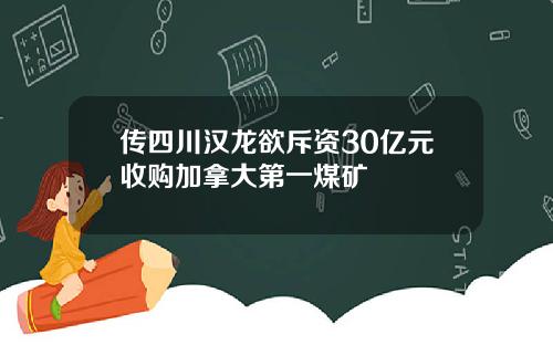 传四川汉龙欲斥资30亿元收购加拿大第一煤矿