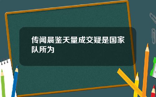 传闻晨鉴天量成交疑是国家队所为