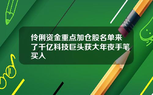 伶俐资金重点加仓股名单来了千亿科技巨头获大年夜手笔买入