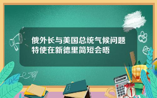 俄外长与美国总统气候问题特使在新德里简短会晤