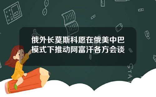 俄外长莫斯科愿在俄美中巴模式下推动阿富汗各方会谈