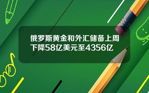 俄罗斯黄金和外汇储备上周下降58亿美元至4356亿