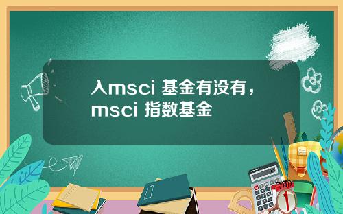 入msci 基金有没有，msci 指数基金