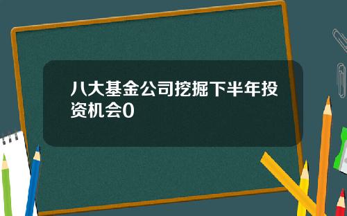 八大基金公司挖掘下半年投资机会0