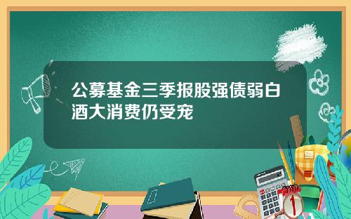 公募基金三季报股强债弱白酒大消费仍受宠