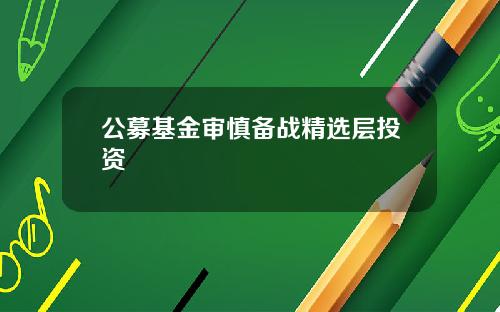 公募基金审慎备战精选层投资