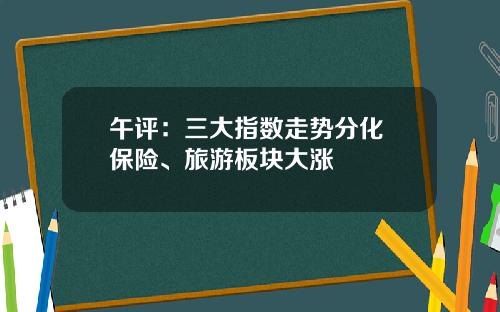 午评：三大指数走势分化 保险、旅游板块大涨