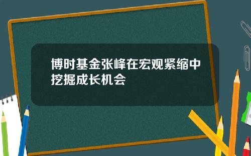 博时基金张峰在宏观紧缩中挖掘成长机会