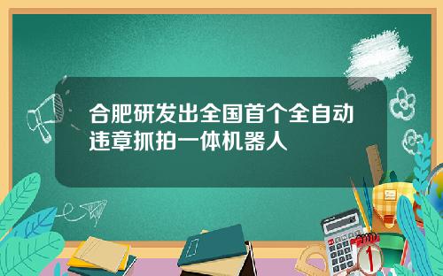 合肥研发出全国首个全自动违章抓拍一体机器人