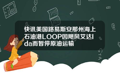 快讯美国路易斯安那州海上石油港LOOP因飓风艾达Ida而暂停原油运输