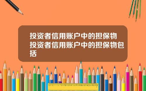 投资者信用账户中的担保物投资者信用账户中的担保物包括