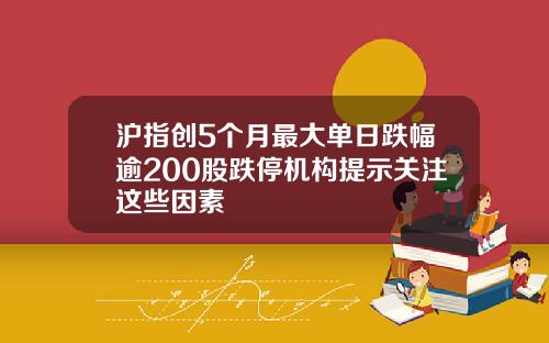 沪指创5个月最大单日跌幅逾200股跌停机构提示关注这些因素