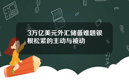 3万亿美元外汇储备难题银根松紧的主动与被动