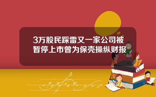 3万股民踩雷又一家公司被暂停上市曾为保壳操纵财报