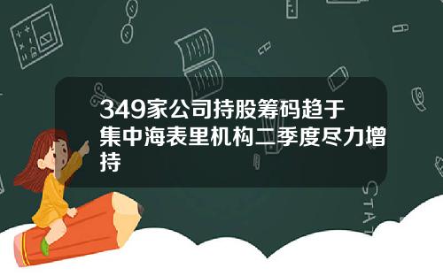 349家公司持股筹码趋于集中海表里机构二季度尽力增持