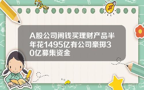 A股公司闲钱买理财产品半年花1495亿有公司豪掷30亿募集资金