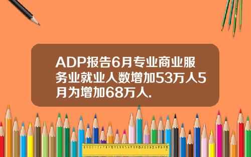 ADP报告6月专业商业服务业就业人数增加53万人5月为增加68万人.