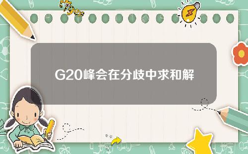 G20峰会在分歧中求和解