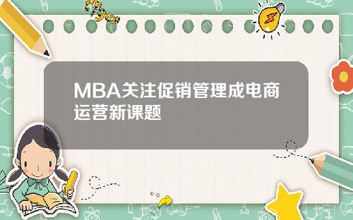 MBA关注促销管理成电商运营新课题