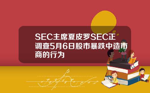 SEC主席夏皮罗SEC正调查5月6日股市暴跌中造市商的行为