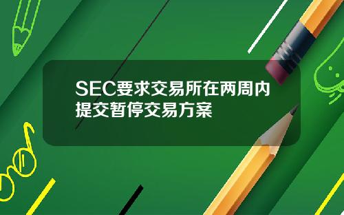 SEC要求交易所在两周内提交暂停交易方案