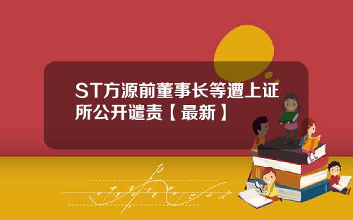 ST方源前董事长等遭上证所公开谴责【最新】