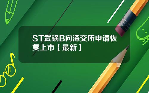 ST武锅B向深交所申请恢复上市【最新】