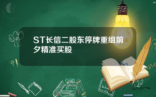 ST长信二股东停牌重组前夕精准买股