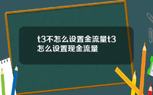 t3不怎么设置金流量t3怎么设置现金流量