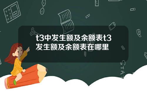 t3中发生额及余额表t3发生额及余额表在哪里