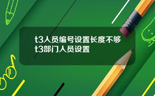 t3人员编号设置长度不够t3部门人员设置